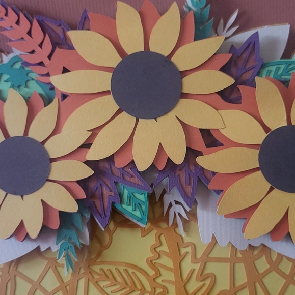 Original One of a Kind -Sunflower Pumpkin Shadowbox Art - Picture 2 of 3
